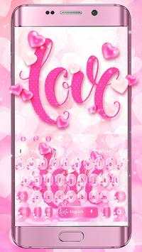 Glitter Pink Love Heart Keyboard Theme screenshot 2