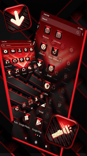 Red Black Tech Launcher Theme screenshot 4