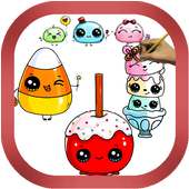 how to draw cute candy food logo