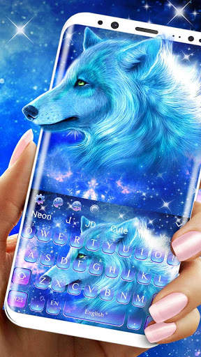 Cyan Neon Wolf Keyboard screenshot 1