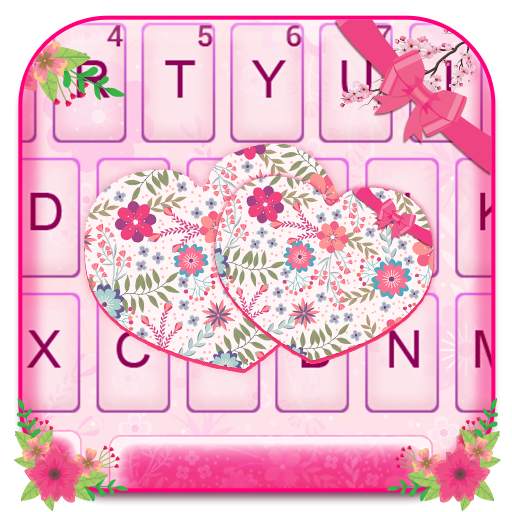 Pink Floral Hearts Keyboard Theme 1.0