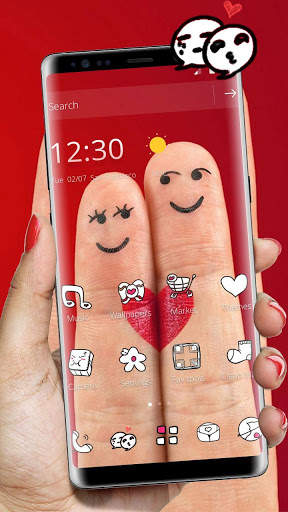 Red Lover Finger Romantic Heart Theme screenshot 1