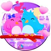 Purple Cute Love Birds Couple Keyboard Theme 10001002