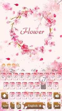 Pink beautiful peach flower keyboard theme screenshot 4