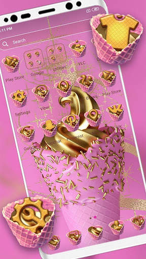 Golden Pink Ice Cream Launcher Theme screenshot 1