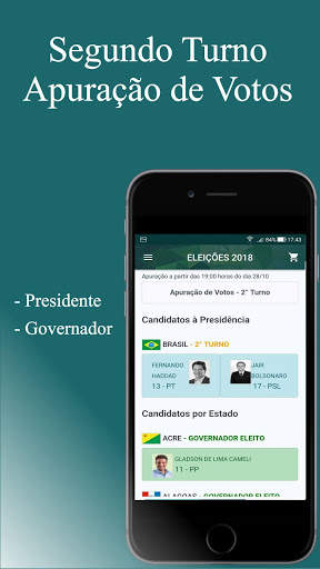 Resultado Eleições 2018 - Candidatos 2° turno 2018 screenshot 1