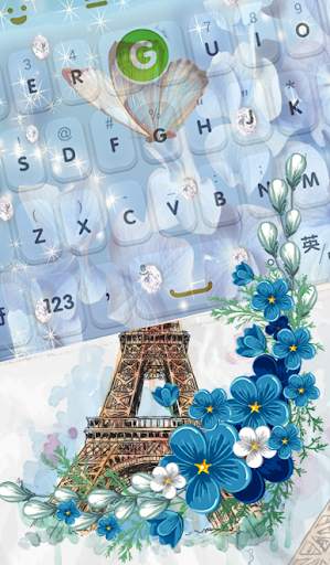 Turquoise Diamond Butterfly Keyboard Theme screenshot 3