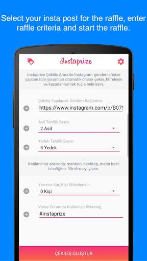instaprize - instagram giveaway-raffle application screenshot 2