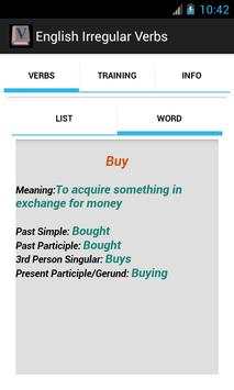 English Irregular Verbs Free screenshot 2
