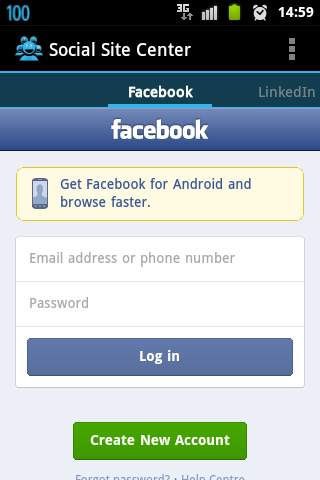 Social Sites Center (Hub) screenshot 1