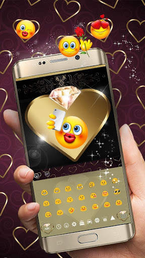 Luxury Gold Heart Diamond Keyboard screenshot 3