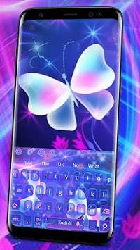 Neon Sparkle Butterfly Keyboard Theme screenshot 2