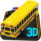 School bus traffic jam 3D logo