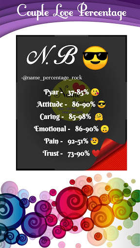 Couple Name Percentage Count : Love, Attitude % screenshot 4
