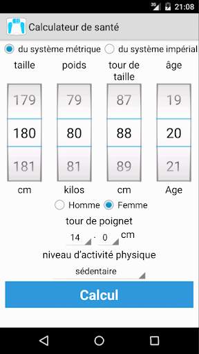 Calculateur de santé screenshot 1