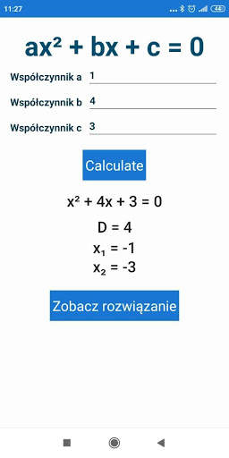 Równania Kwadratowe solver screenshot 1