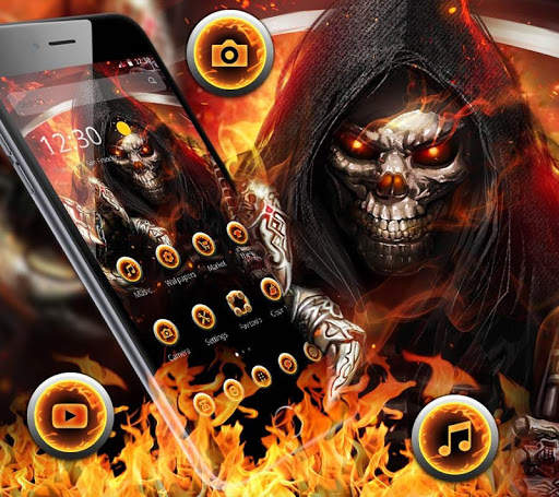 Flaming Fire Skull Reaper Theme screenshot 2