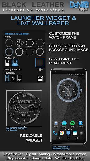 Black Leather HD Watch Face screenshot 2