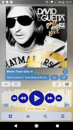 Poweramp v3 skin blue light screenshot 1