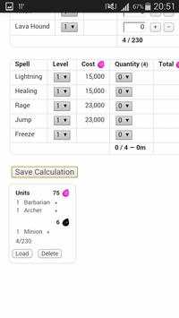 Calculator for COC screenshot 2