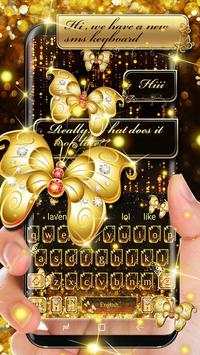 SMS Gold Butterfly Shining Keyboard Theme screenshot 2