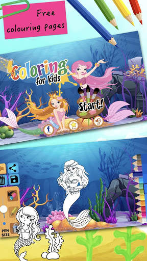 Mermaid coloring pages screenshot 1