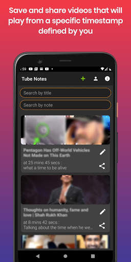 Tube Notes - Share Videos with timestamps screenshot 1