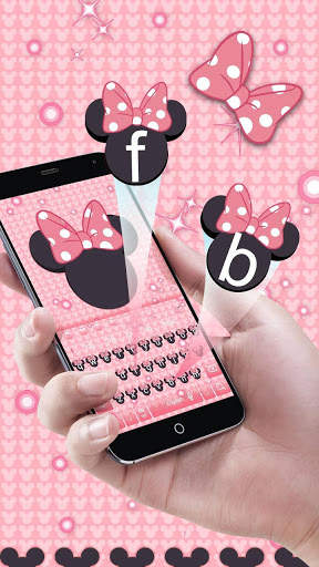 Pink  Minny Bowknot Keyboard Theme screenshot 1