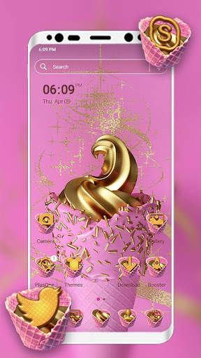 Golden Pink Ice Cream Launcher Theme screenshot 3