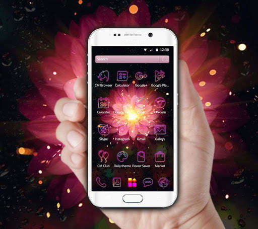 Neon flower theme black cool wallpaper screenshot 4