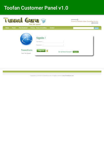 TOOFAN Customer Panel screenshot 1