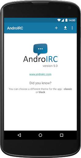 AndroIRC screenshot 1