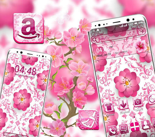 Beautiful Pink Flower Launcher Theme screenshot 2