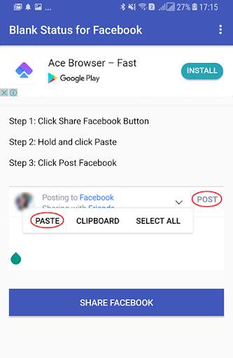 Blank Status for Facebook screenshot 3