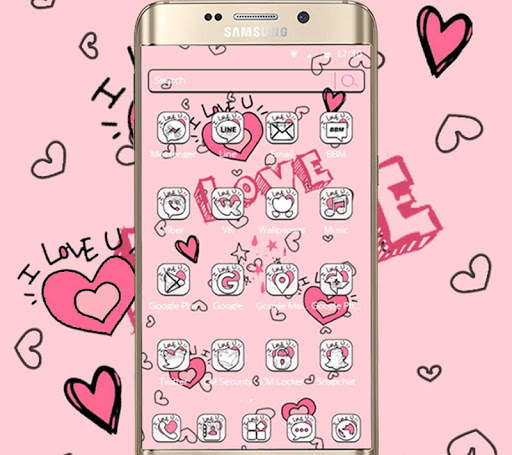 Doodle Pink Love Theme Wallpaper screenshot 3