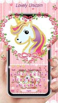 Pink Love Cute Unicorn Keyboard Theme screenshot 1