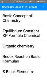 Class 11 Chemistry Formulas screenshot 1