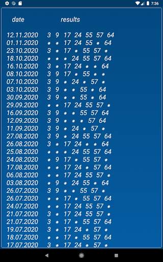 Keno FR combination statistics screenshot 11