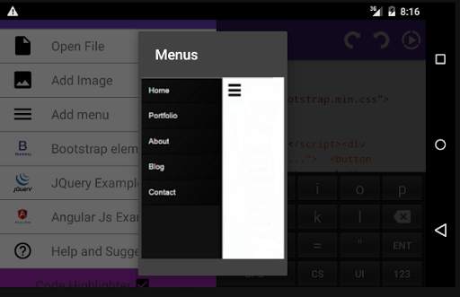 HTML EDITOR,AngularJ,Bootstrap screenshot 9