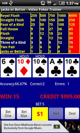 Video Poker - Jacks or Better screenshot 1