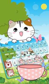 3D adorable cup cat Keyboard Theme screenshot 1