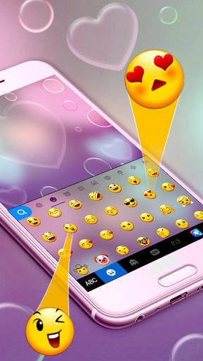 Romantic Bubble Heart Keyboard Theme screenshot 2