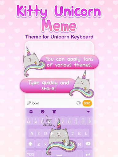 Kitty Unicorn Meme Keyboard Theme for Girls screenshot 1