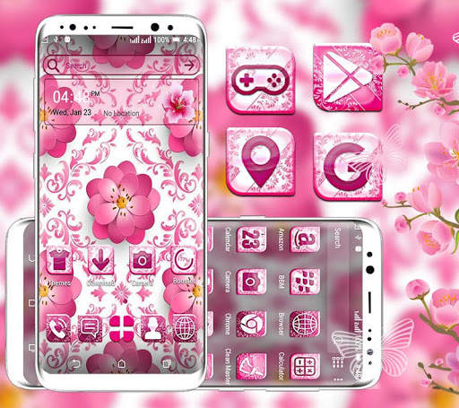 Beautiful Pink Flower Launcher Theme screenshot 1