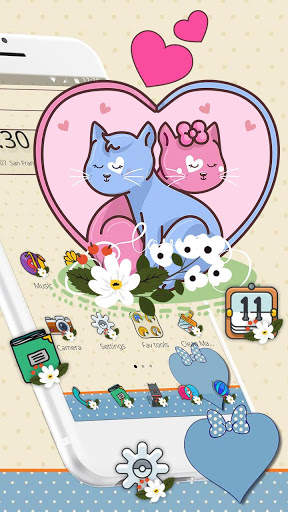 Cute Couple Love Cat Theme screenshot 3