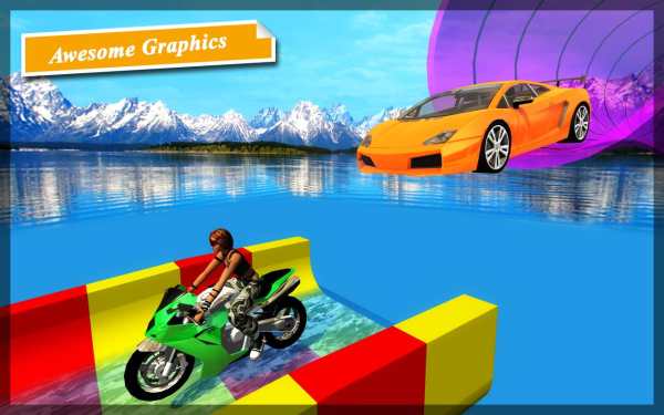 Car Racing in Water Slide - Race Games screenshot 1