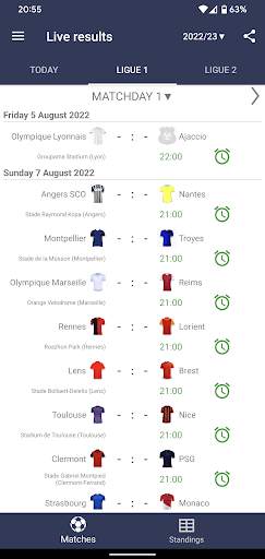 Live Scores for Ligue 1 France screenshot 1