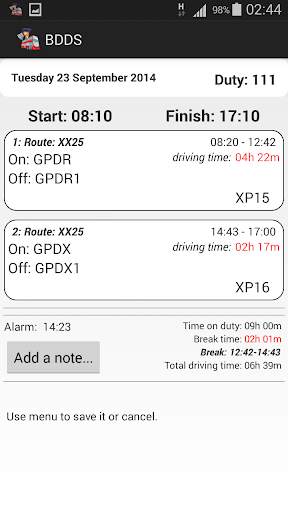 Bus Driver Duty Schedule Lite screenshot 3