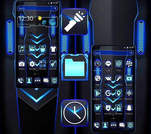 Blue Black Technology Theme screenshot 2