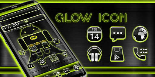 Black Android Glow Robot Theme screenshot 4